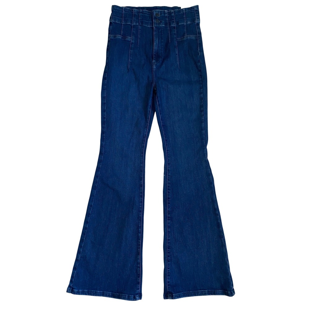 We The Free Jayde High Rise Flare Leg Jeans Dark Wash Blue Long Size 31X34